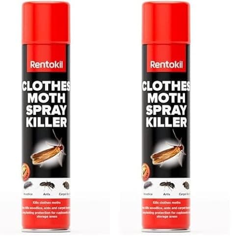 Image of RENTOKIL Clothes Moth Spray Killer 300ml – Powerful Long‑Lasting Protection for Cupboards, Wardrobes & Storage Areas, Eliminates Moths, Larvae & Eggs (Pack of 2)