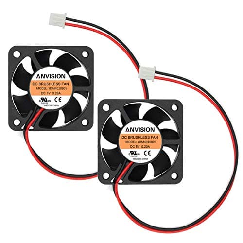 Image of ANVISION 2-Pack 40mm x 10mm DC 5V Brushless Cooling Fan, Dual Ball Bearing, 2-Pin