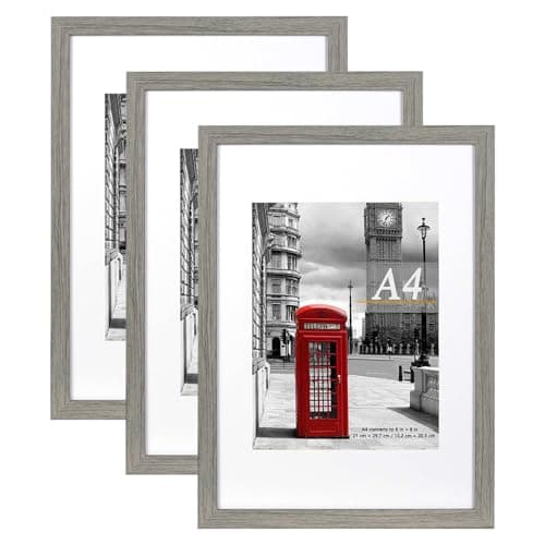 Image of Scholar Tree Cement Grey Picture Frame A4 with Mount,Set of 3,A4 Frame,A4 Picture Frame,Freestanding and Wall Mountable