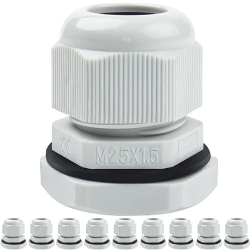 Image of 10 Pack M25 Cable Glands - Caianwin 25mm Stuffing Glands IP68 Waterproof Plastic Nylon Compression Glands Connectors for Electrical Boxes Junction Boxes Wall-Mounted Distribution Boxes