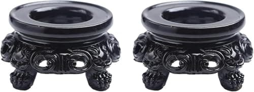 Image of Mioaoa 2Pcs Black Wooden Display Stand for Crystal Sphere Quartz Ball Holder Hollow Wood Stand Base for Crystal Ball Sphere Globe Stone Decoration Display Pedestals