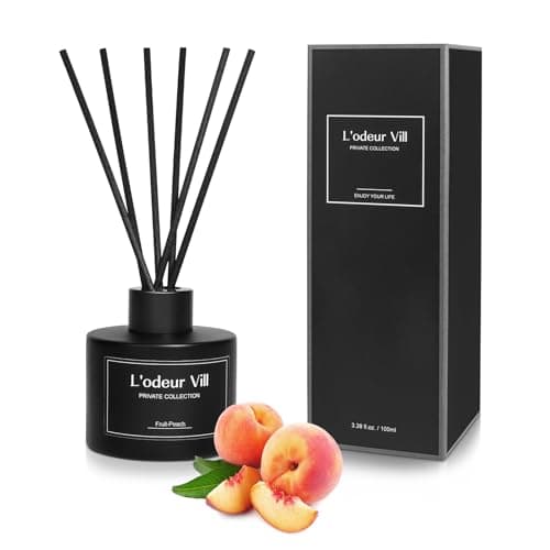 Image of L'odeur Vill Reed Diffuser Set, 100ml Luxury Home Fragrance Diffuser with 8 Fiber Sticks, Long Lasting Scented Aromatherapy for Bedroom Bathroom Living Room Office, (Honey Peach)