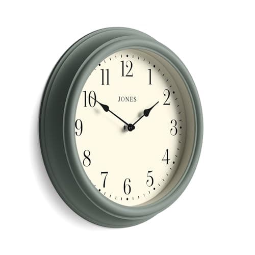 Image of Jones Clocks® Venetian wall clock | Classic round clock | 30cm | Green | Arabic numerals | Traditional design ideal for kitchen, living room or bedroom