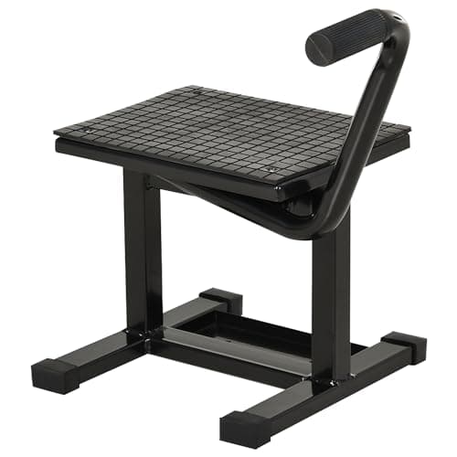 Image of DURHAND 150KG Steel Motorcycle Lift Rubber Platform, Crank Lift Manual Repair Clean Hoist Table Assist Off-Road Dirt Bike Stand, 27.5/39.5H cm, Black