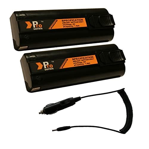 Image of 2 x Replacement Battery 6V 1.5ah (Pro Series) for Paslode Nailers + Car Charger Lead for Paslode Charger Base