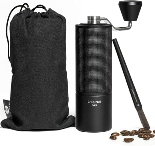 Image of TIMEMORE Chestnut C2S Manual Coffee Grinder Capacity 25g with CNC Stainless Steel Conical Burr, Internal Adjustable Setting, Double Bearing Positioning, C2S Black Hand Coffee Grinder