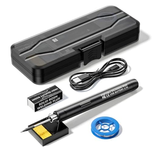 Image of Cordless Soldering Iron Kit, Rechargeable USB Soldering Iron, Portable Soldering Irons 800mAh Welding Kit, Adjustable Temperature 300℃ - 450℃, Electric Soldering Irons Pen for Repairing (Black)