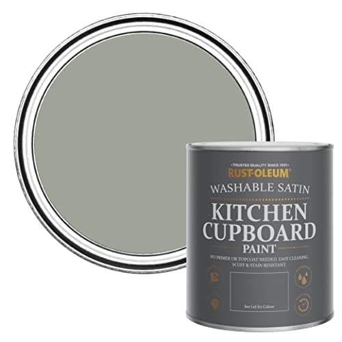 Image of Rust-Oleum Light Green Scrubbable Kitchen Cupboard Paint in Satin Finish - Tea Leaf 750ml
