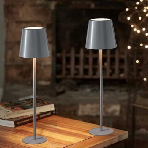 Image of Marco Paul Slate Rechargeable Bedside Lamps Set of 2 Versatile Reading Lamps for Bedside Table 2400 Mah Rechargeable Lights Indoor Lights for Bedroom Durable Lamp Tables for Living Room Desk Light