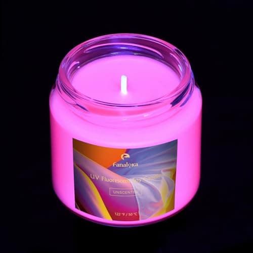 Image of UV Fluorescent Party Candle Made from Soy Wax, 50 °C, peelable, Low Temperature and Heat Generation, Safe and unscented, 142g (Orange)