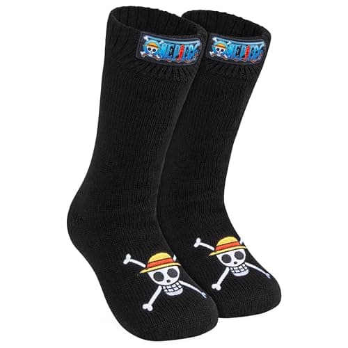 Image of One Piece Fluffy Socks for Teenagers Soft and Warm Slipper Socks with Sherpa Lining One Size 3-7 Anime Gifts for Him