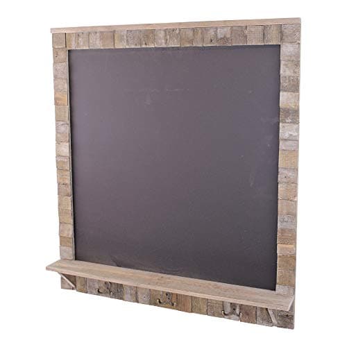 Image of Large Blackboard with Driftwod Effect Surround Shelf and 3 Double Hooks Home Decoration