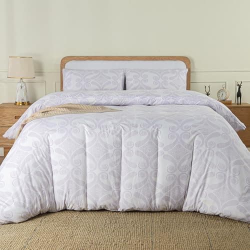 Image of Utopia Bedding Double Paisley Lavender Print Duvet Cover Set - Soft Microfibre Polyester - Bedding Quilt Cover Set