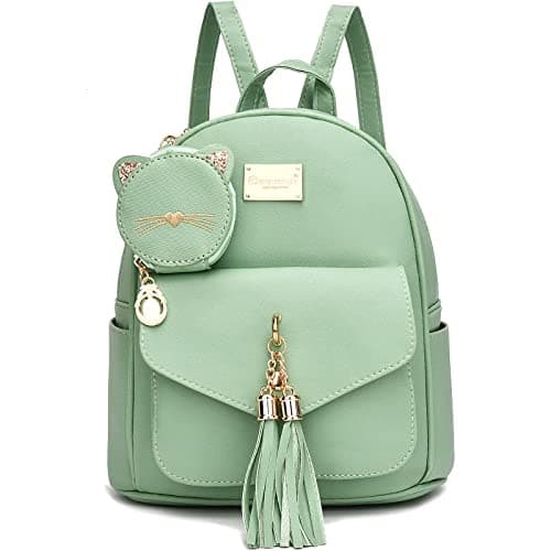 Image of I IHAYNER Girls Fashion Backpack Mini Purse Backpack for Women Small Leather Backpack Purse for Teen Girls with Coin Purse, Green, Small