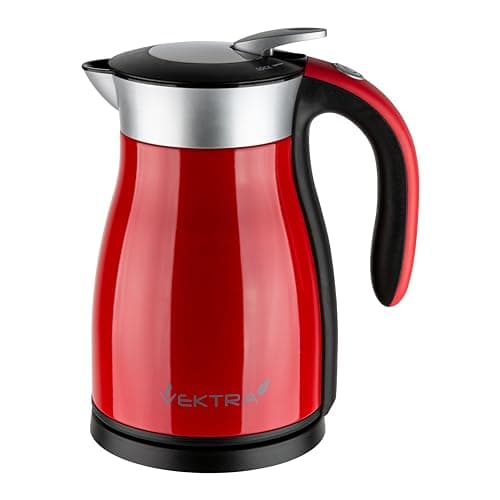 Image of Vektra Kettle, Series 1 in Red, vacuum insulated environmentally eco-friendly kettle, stainless steel finish, 1.5 litre