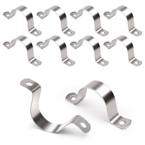 Image of YUUTIAL Pipe Clamps Ø 50 mm 10 Pieces Heavy Duty Stainless Steel Pipe Straps Saddle Clip,U Shaped Pipe Strap Clamp for Installing Gas,Qater or Hose Pipes
