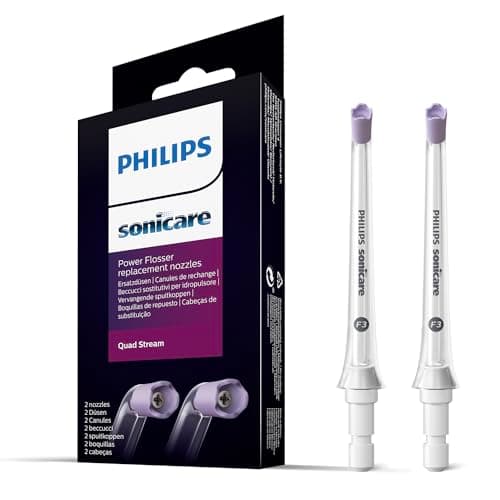 Image of Philips Sonicare Quad Stream F3 Oral Irrigator Nozzle Twin Pack - Oral Water Flosser use with Philips Sonicare Cordless Power Flosser (Model HX3062/00)