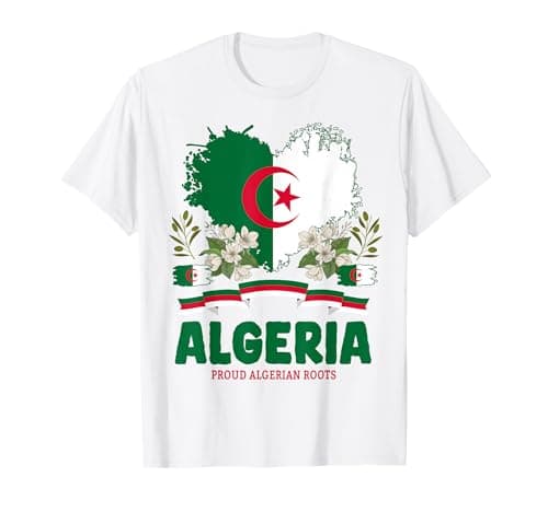 Image of Algeria Flag Themed Outfit Idea For Kids Algerian Heritage T-Shirt