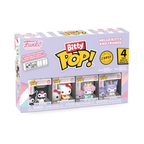 Image of Funko Bitty POP! 4 Pack: Hello Kitty and Friends - Kuromi, Hello Kitty, My Melody (Unicorn), Mystery Mini Figure - 1 in 6 chance of receiving the rare Chase variant - Styles may vary - 0.9 inch