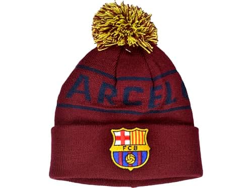 Image of Hy-Pro Officially Licensed Barcelona Bobble Hat - for Winter with Traditional Pom-Pom Design - Fan Bobble Hat for Men and Women, Red with Logo and Writing