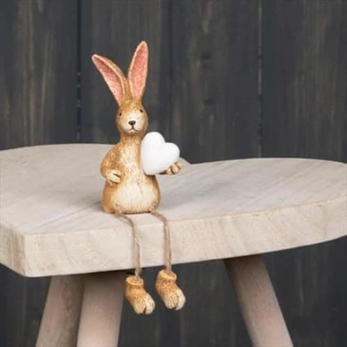 Image of Fyne-Finds Resin Rabbit Ornament Standing and Sitting Long Ears Easter Occasion Shelf Sitter Decoration Novelty Figurine (18cm Sitting Rabbit)