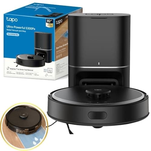 Image of Tapo RV30 Max Plus 5300Pa Robot Vacuum Cleaner with Mop, LiDAR+IMU Dual Navigation, 5300Pa Hyper Suction, Auto-Empty, Robot Hoover, Auto-Charging Robotic Vacuums, Alexa & Google
