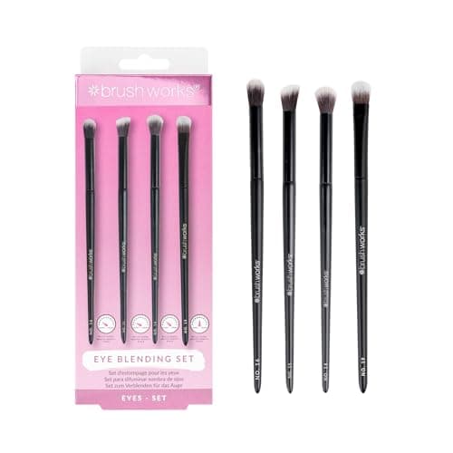 Image of Brushworks Eye Blending Set – 4-Piece Eyeshadow Brush Kit with Tapered, Fluffy, Angled & Crease Brushes, Seamless Blending & Crease Definition