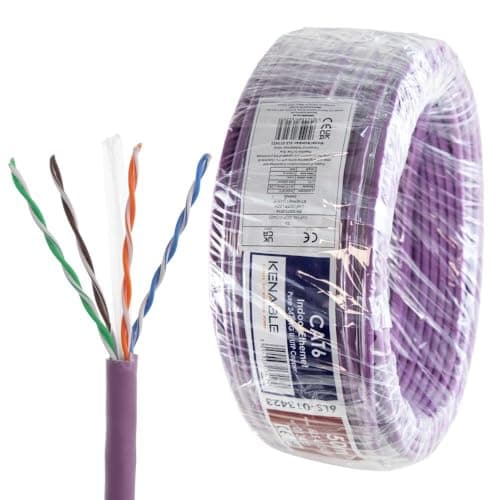 Image of kenable Low Smoke CAT6 Gigabit Ethernet Cable Reel LSZH U/UTP Solid Copper Network Cable Indoor Violet Purple 50m