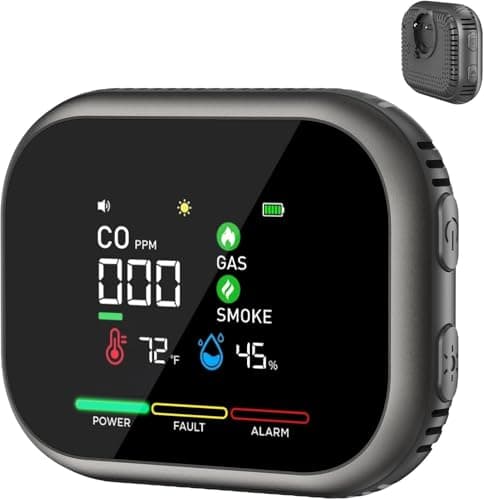 Image of 6-in-1 Portable Steadfast Haven Detector Air Quality Monitor (Temperature, Humidity and More) Plug in & Magnetic Mount & Rechargeable Battery Backup for RV Car Hotel Apartment Travel (1 pcs)