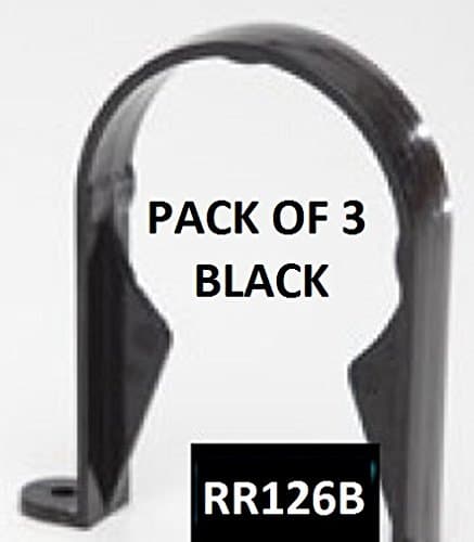 Image of EEZY Plumbing Pack - 3 (Three) X RR126b Black Genuine POLYPIPE Stand Off Pipe Clip/Saddle Bracket for 68mm Round downpipe