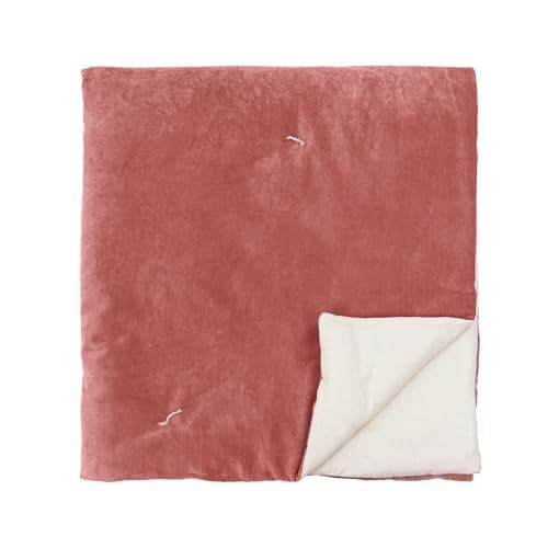 Image of furn. Wylder Edie Bedspread – Soft Quilted Reversible Linen Look Cotton Velvet Bed Throw (Rose – 140x220cm)