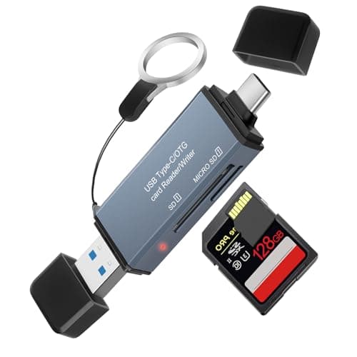 Image of AXFEE USB 3.0 SD Card Reader, 2-in-1 Dual Connector SD Card Reader, USB C SD Card Reader, for Micro SD/SDHC/SDXC/MMC, Compatible with Mac, Macbook, i-Phone 15, Camera, Android Phone etc