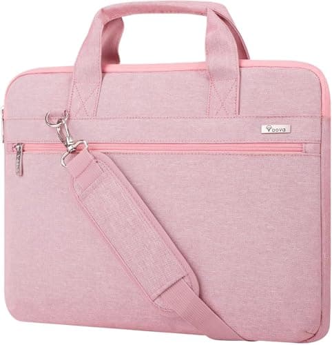 Image of Voova Laptop Bag Carry Case 13 13.3 14 Inch with Shoulder Strap,Computer Sleeve Compatible with MacBook Air M1 2020,MacBook Pro 13/14 2021,13.5" Surface Laptop 3/4,Dell Acer HP Notebook, Pink