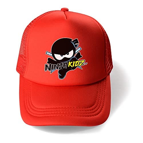 Image of Forlcool Ninja Kidz Merch Girl Casual Hat Boy Fashion Summer Sunhat Kids Adjustable Baseball Cap (UK, Age, One Size, Red)