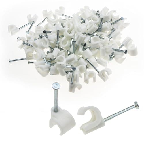 Image of Cable Clip Hook Style 7mm to 10mm Round for Fastenings Cables White [100 Pack]