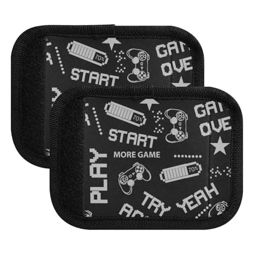 Image of Seamless Grey Abstract Pattern in Pixel Game Style on Dark 2 Pcs Set of Luggage Handle Wraps Suitcase Handle Pads Travel Bag Handle Protectors Handbag Pads Unisex 5.9 x 4.3 inch