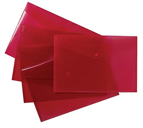Image of Tiger A4+ Foolscape Plastic Stud Wallet Files - Pack of 5 Red Folders