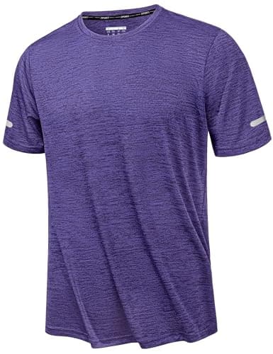 Image of KEFITEVD Sports Shirts Men Short Sleeve Breathable Quick Dry Men's Activewear for Running Moisture Wicking,Purple,XL