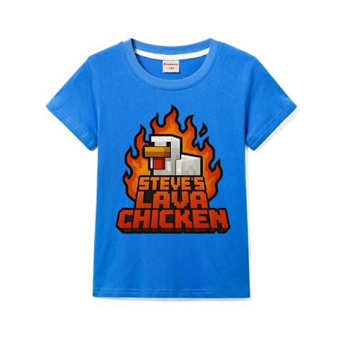 Image of Chicken T-Shirt for Boys and GirlsT-Shirt Sports Short Sleeve Tops 3-13years Tee (Navy Blue,7 Years)