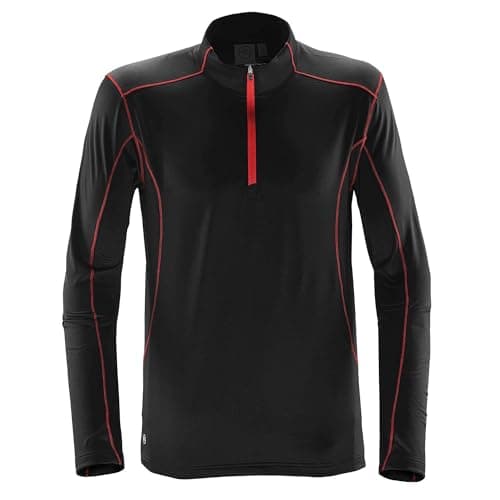 Image of Stormtech Mens Pulse Fleece Pullover, Black/Bright Red, 2XL. TFW-1