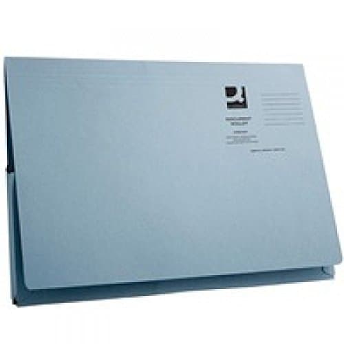 Image of Q-Connect Long Flap Document Wallet Foolscap Blue (Pack of 50)