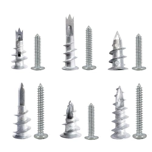 Image of Xiedeai 20pk 15x25mm Heavy Duty Plasterboard Fixings & Wall Plug Anchors with Screws Self-Drilling Drywall Anchors for Secure Wall Hanging Strong Grip Durable Quality for Plasterboard and Hollow Walls