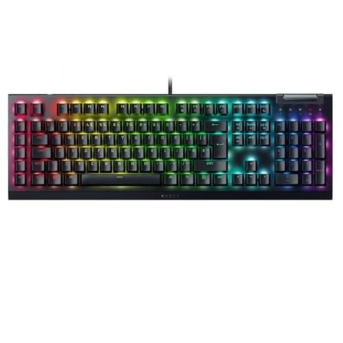 Image of Razer BlackWidow V4 X (Green Switch) - Mechanical Gaming Keyboard Chroma RGB (Clicky Mechanical Switches, 6 Dedicated Macro Keys, Doubleshot ABS Keycaps) QWERTY UK Layout | Black