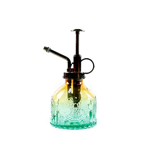Image of Hniuyun Glass Plant Mister Spray Bottle, 6.4 All Vintage Spritzer, Bronze Plastic Top Pump, Plant Mister Watering Garden Tool (Yellow Green Gradient)