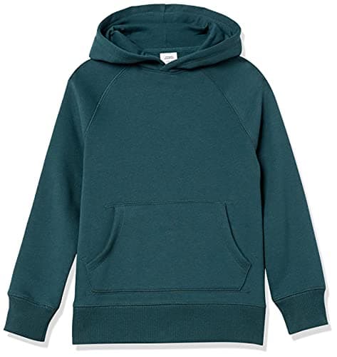 Image of Amazon Essentials Boys' Fleece Sweater Hoodie Sweatshirts, Dark Green, 9 Years