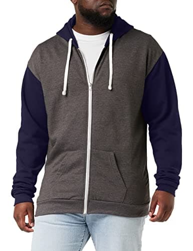 Image of AWDis Men's Retro Zoodie Hoodie, Multicoloured (Charcoal/Navy), Small