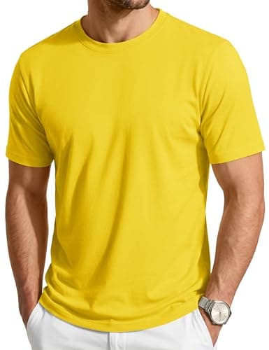 Image of Cavva Men's T Shirts UPF 80+ Sun Protection Shirt Lightweight Quick Dry Short Sleeve Tshirt Summer Comfortable Gym Yellow Tees 3XL