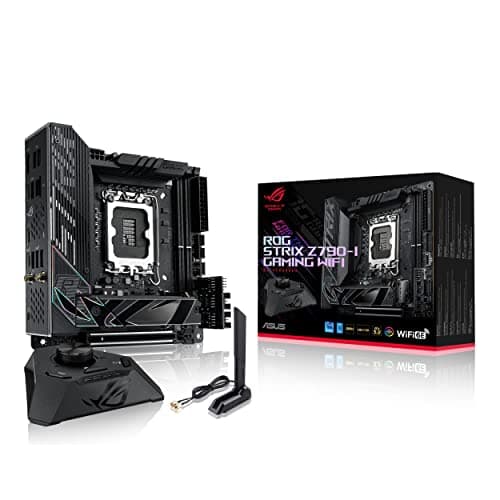 Image of ASUS ROG Strix Z790-I Gaming WiFi Intel® Z790 LGA 1700 Mini-ITX motherboard, 10 + 1 power stages, DDR5, two M.2 slots, PCIe® 5.0, WiFi 6E, Thunderbolt™ 4, and USB 3.2 Gen 2x2 Type-C®