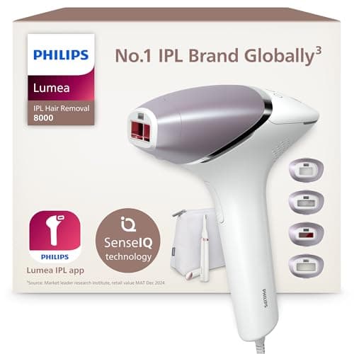 Image of Philips Lumea 8000 Series IPL Hair Removal Device - Laser Hair Removal Alternative, SenseIQ Technology, 4 Attachments for Body, Face, Bikini and Underarms, Satin Compact Pen Trimmer, Model BRI949/00