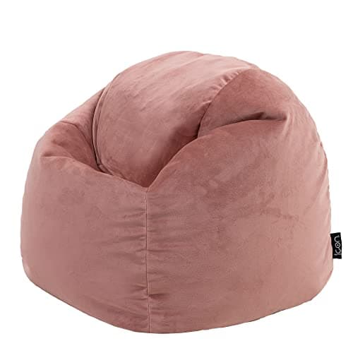 Image of icon Kingston Kids Bean Bag, Dusk Pink, Velvet Bean Bag Chair with Filling Included for Girls and Boys, Childs Chair, Beanbags for Children, Playroom Décor, Bedroom Accessories